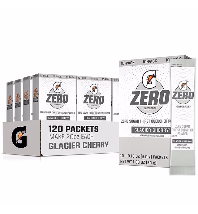 Gatorade G Zero Powder, Glacier Cherry,10 oz (Pack of 120)