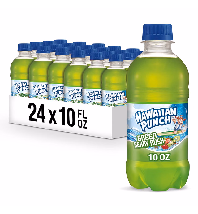 Hawaiian Punch Green Berry Rush, 10 fl oz bottles, 6 count (Pack of 4)