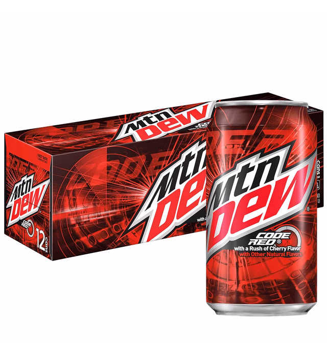 Mountain Dew Code Red Cherry, 12 Fl Oz Cans, 12 Pack