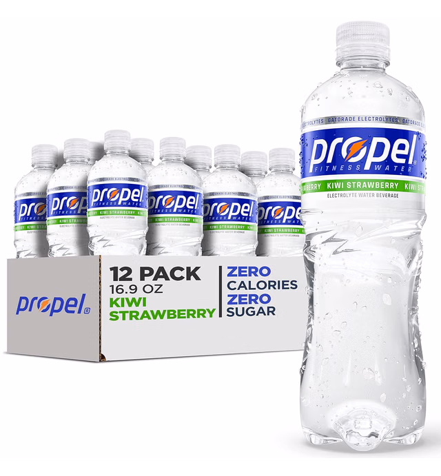Propel, Kiwi Strawberry, Zero Calorie Sports Drinking Water with Electrolytes and Vitamins C&E, 16.9 Fl Oz (Pack of 12) - Packaging May Vary