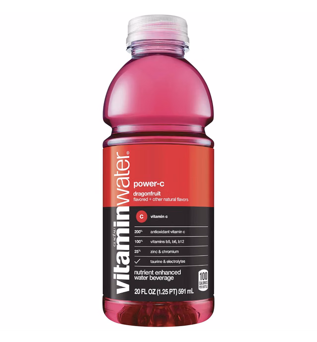 vitaminwater power-c electrolyte enhanced water w/ vitamins, dragonfruit drink, 20 fl oz