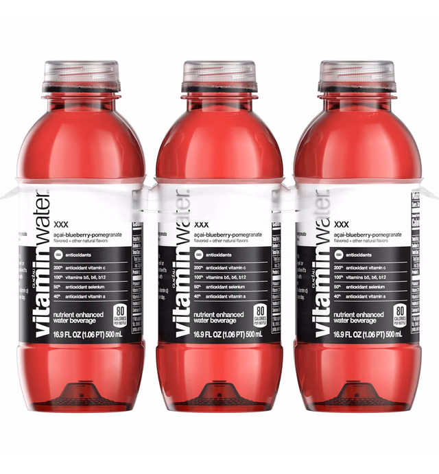 vitaminwater xxx, electrolyte enhanced water w/ vitamins, açai-blueberry-pomegranate drinks, 16.9 fl oz, 6 Pack