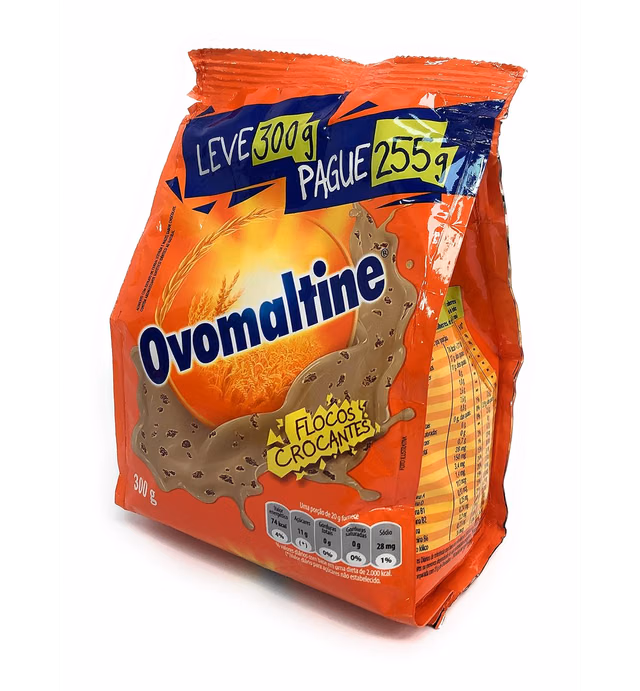 OVOMALTINE Malt Extract w/Chocolate - Beverage mix - Chocolate flakes - 10.58 oz.| Extrato e Malte Sabor Chocolate - Mistura para Bebidas - Achocolatado em Flocos - 300g