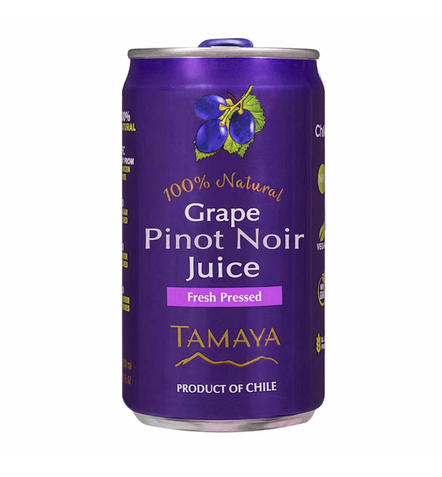 Tamaya Pinot Noir Grape Juice, NFC, Not From Concentrate, 125 Fresh Pressed Grapes, 100% Natural, No Sugar Added, No Preservatives, 6.75 Fl Oz Mini Cans, Pack of 12, Chile