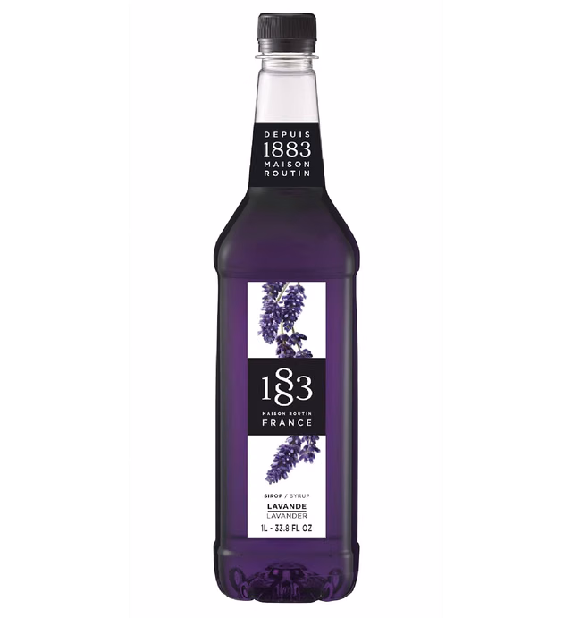 1883 Lavender Syrup - Flavored Syrup for Hot & Iced Beverages, Subtle Floral Flavor - Gluten-Free, Vegan, Non-GMO, Kosher, Preservative-Free, Made in France | Plastic Bottle 1 Liter (33.8 Fl Oz)