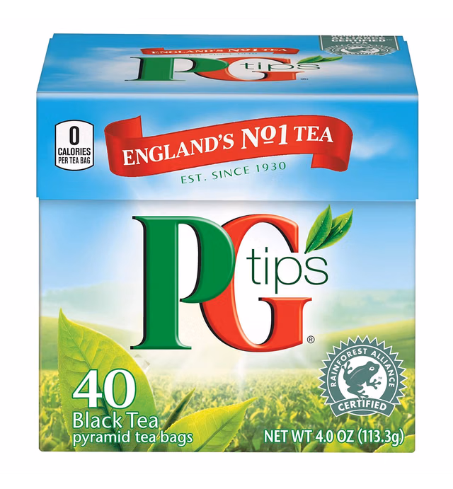Pg Tips Premium Black Tea For a Classic Caffeinated Beverage,Pyramid Black Tea Bags,40 Count (Pack of 6)