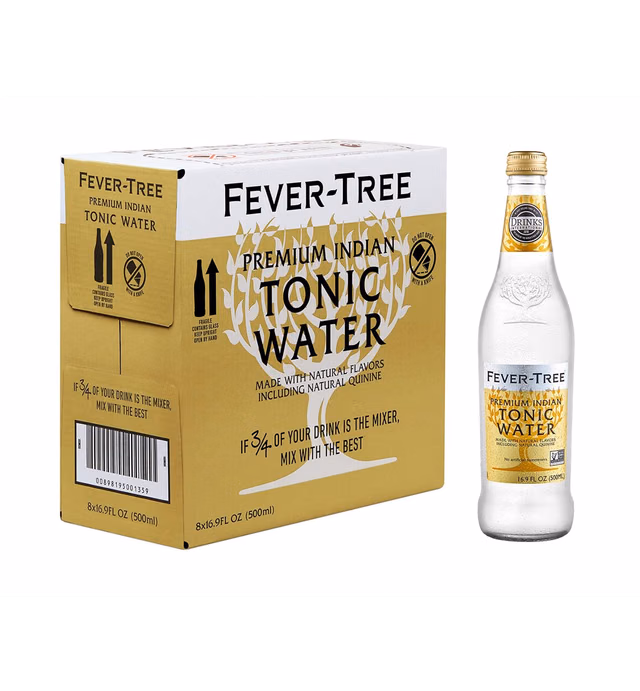 Fever-Tree Premium Indian Tonic Water, No Artificial Sweeteners, Flavourings or Preservatives, 16.9 Ounce (Pack of 8)