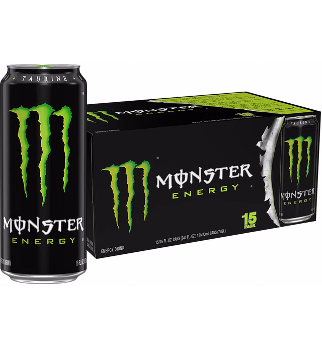 Monster Energy Drink, Green, Original, 16 Ounce (Pack of 15)
