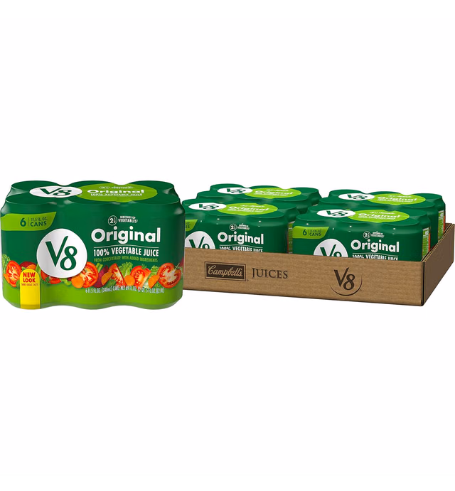 V8 Original 100% Vegetable Juice, Vegetable Blend with Tomato Juice, 11.5 FL OZ Can (4 Packs of 6 Cans)