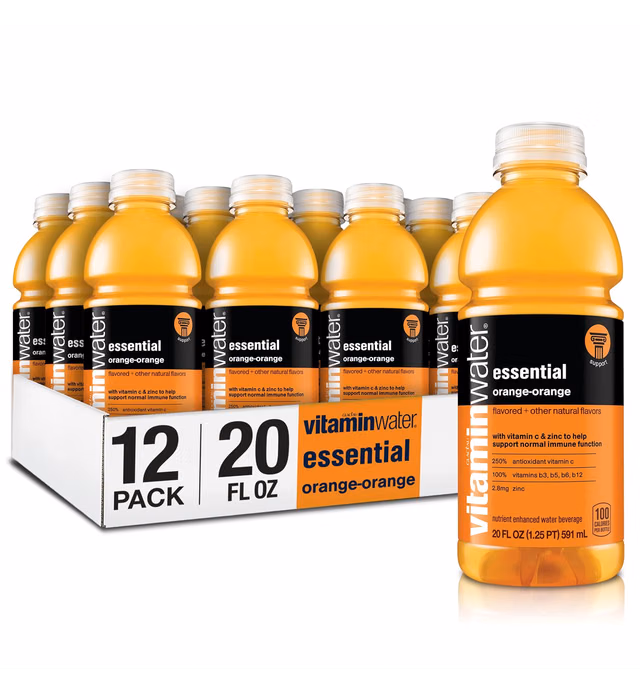 vitaminwater essential electrolyte enhanced water w/ vitamins, orange-orange drinks, 20 fl oz, 12 Pack
