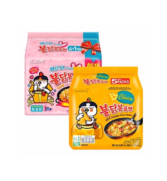 Samyang Chicken Fried Noodles (20 Packs 10x Carbo & 10x Cheese) Hot Fusion Select
