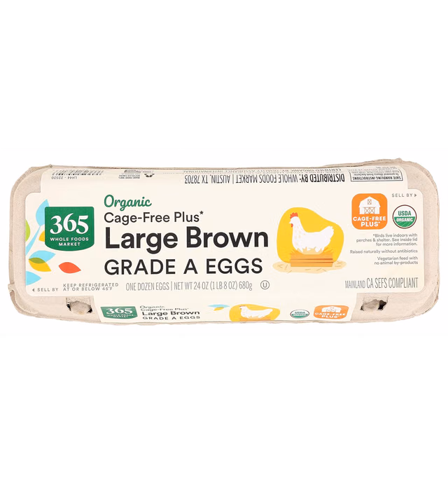 365 by Whole Foods Market, Organic Large Brown Grade A Eggs, 12 count (Pack of 1)