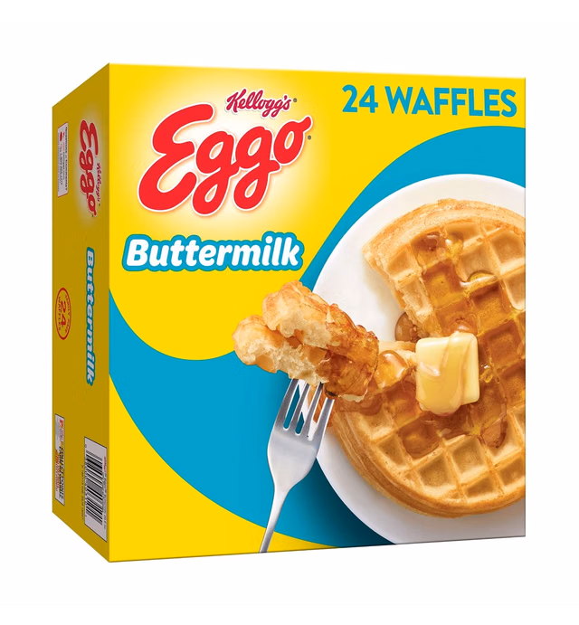 Eggo Frozen Waffles, Frozen Breakfast, Family Pack, Buttermilk, 29.6oz Box (24 Waffles)