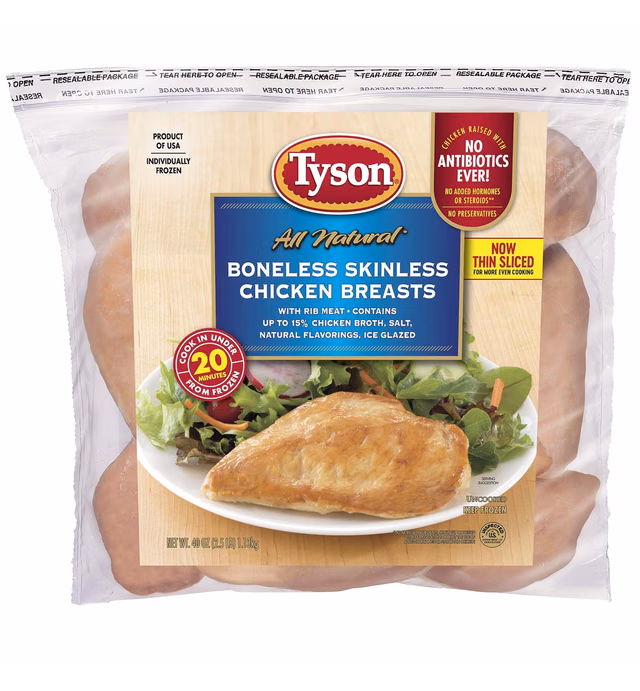 Tyson Boneless Skinless Chicken Breasts, 2.5lbs