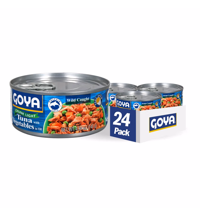Goya Foods Chunk Light Tuna with Vegetables, Wild Caught, 4.94 Ounce (Pack of 24)