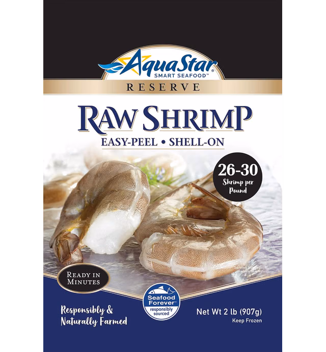 Aqua Star, Raw, Easy-Peel, Shell-on Shrimp, 26-30 Count , 2 lb (Frozen)
