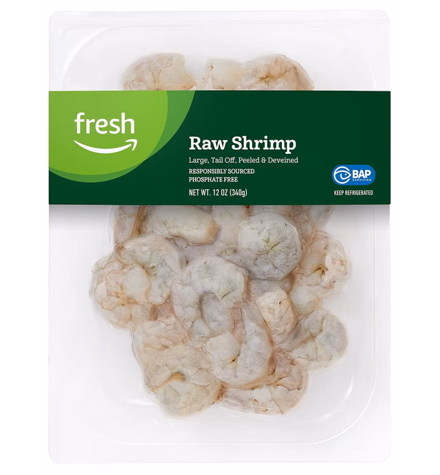 Fresh Brand – Raw Large Peeled & Deveined Tail Off Shrimp (31-40 Count/Pound), 12 oz, Responsibly Sourced, Phosphate Free (Previously Frozen)
