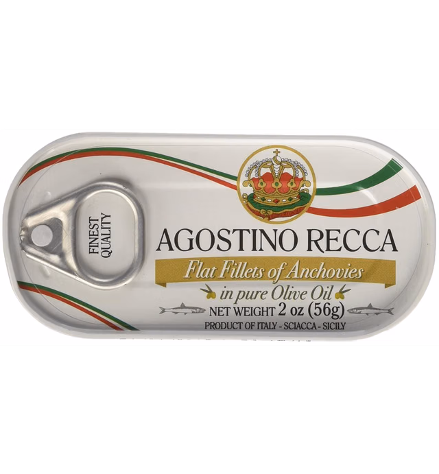 Agostino Recca - Flat Fillets of Anchovies in Olive Oil, (3)- 2 Ounce. Tins