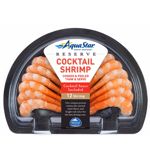 Aqua Star, Half Moon Cooked Shrimp With Sauce, 8 oz (Frozen)