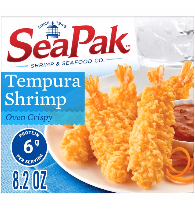 SeaPak Tempura Shrimp with Oven Crispy Breading and Sweet and Spicy Orange Sauce, Frozen, 8.2 oz
