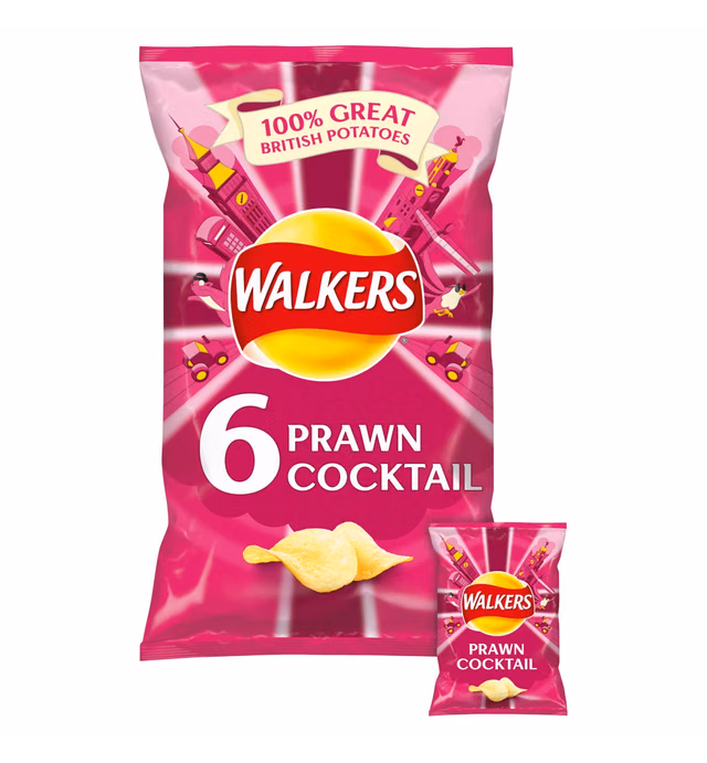 Walkers Crisps - Prawn Cocktail (6x25g)