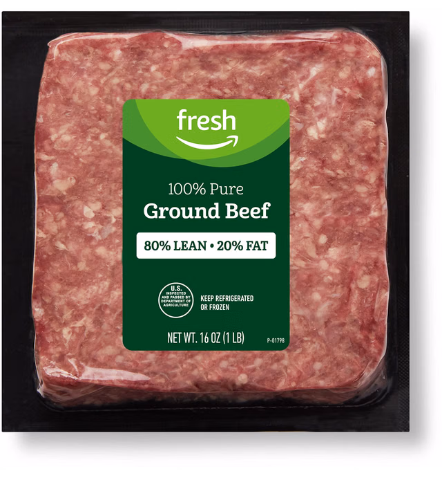 Fresh Brand – Ground Beef 80% Lean/20% Fat, 1 lb
