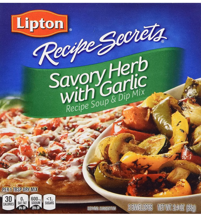 Lipton Recipe Secrets Soup and Dip Mix For a Delicious Meal Savory Herb with Garlic Great With Your Favorite Recipes, Dip or Soup Mix 2.4 Ounce (Pack of 12)
