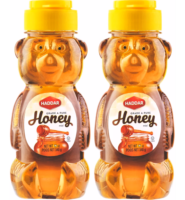 Haddar Grade A Honey Bears, 12oz (2 Pack) 100% Pure Honey, No Fillers, Gluten Free