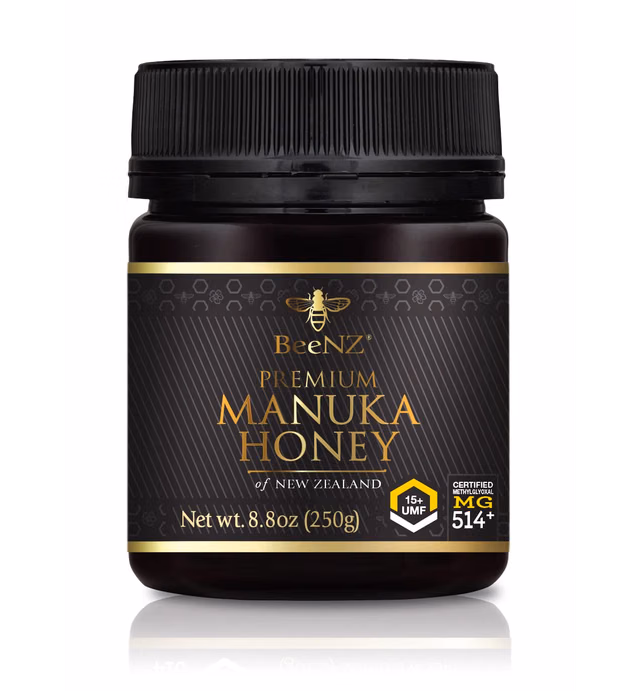 BeeNZ Premium Manuka Honey, Certified UMF15+ | MGO 514+ | 100% Pure New Zealand Manuka Honey (8.8oz /250g bottle) | B Corp | No Additives | Gluten Free | Made in New Zealand