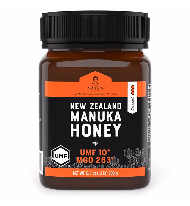 Nate's Manuka Honey UMF Certified 10+ | MGO 263+ - New Zealand Manuka Honey - All-Natural Sweetener, 17.6 oz Jar