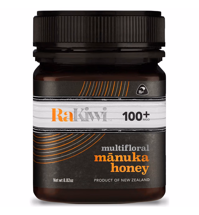 RaKiwi Raw Multifloral Manuka Honey Certified MGO 100+ BOOST Wild, Non-GMO Superfood for Daily Wellness | Authentic Premium New Zealand Honey 8.82oz (250g)