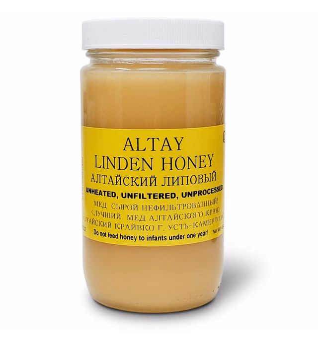 Altay LINDEN Honey Extremely Raw Honey 100% Natural Honey Health Benefits Unfiltered Unpasteurized | 454 G Glass Jar