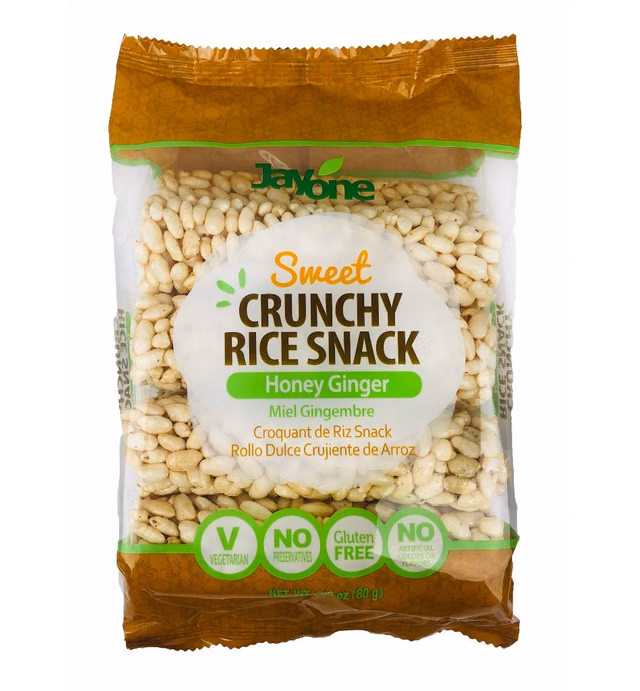 Jayone Crunchy Rice Snacks, Honey Ginger, 2.8 Ounce (Pack of 6)