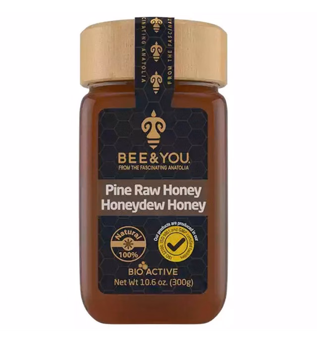 BEE and YOU Pine Honey - Honeydew Honey, Exotic Taste, Raw, Wild-crafted, Unprocessed- Rich in Active Enzymes, Paleo, Gluten-Free (10.6 oz)