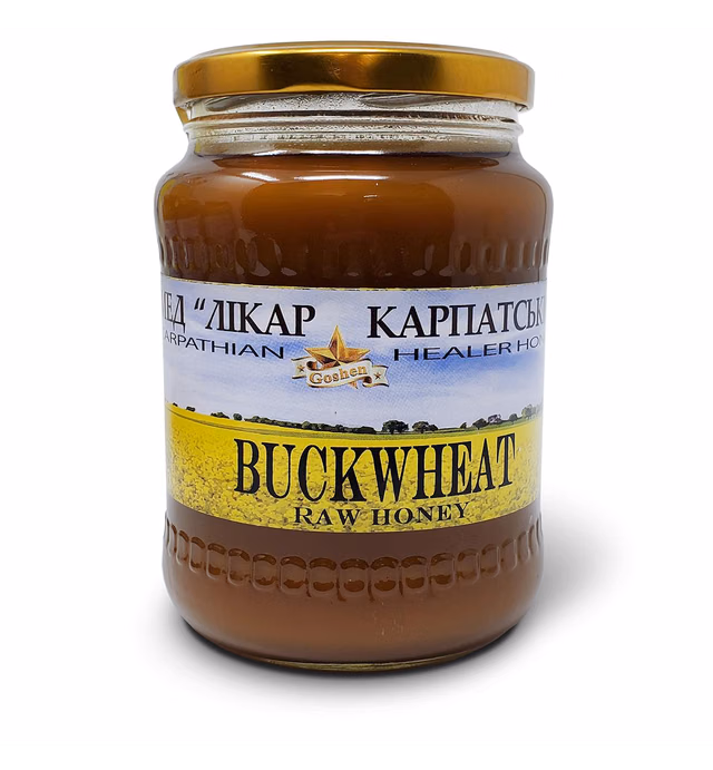 Goshen Honey Amish Extremely Raw Carpathian Pure BUCKWHEAT Honey 100% Organically Natural with Life Enzymes Health Benefits | Unfiltered Unprocessed OU Kosher Certified Glass Jar | 908 G