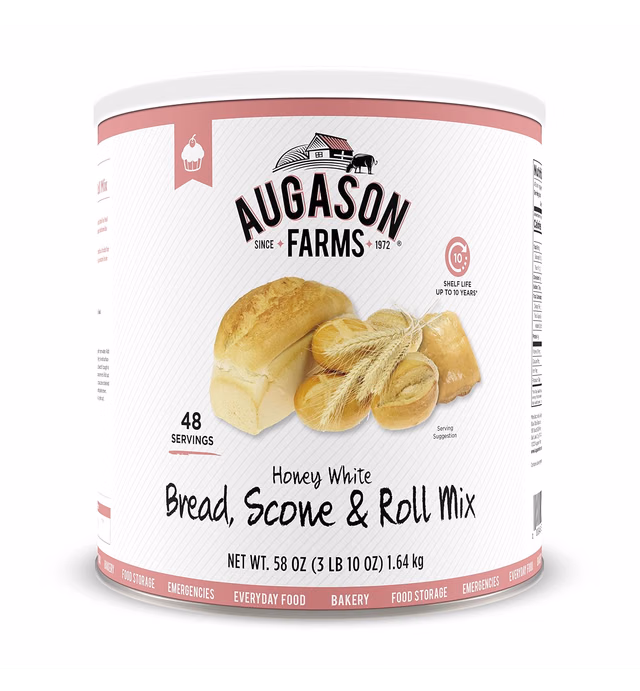 Augason Farms Honey White Bread Scone & Roll Mix Emergency Food Storage #10 Can