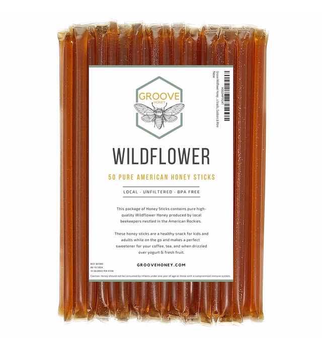 Wildflower Honey Sticks for Tea, Travel & Snacks - Premium Grade Pure Honey Packets are Farm Fresh from US Beekeepers - Each Honey Straw is full of Flavor that You'll Love - A Great Gift Idea (100)