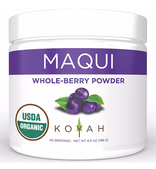 KOYAH - Organic Maqui Powder 40 Servings (1 Scoop = 146 Berries or 1/8 Cup Fresh), Chile Grown, Freeze-dried, Whole-Berry Powder