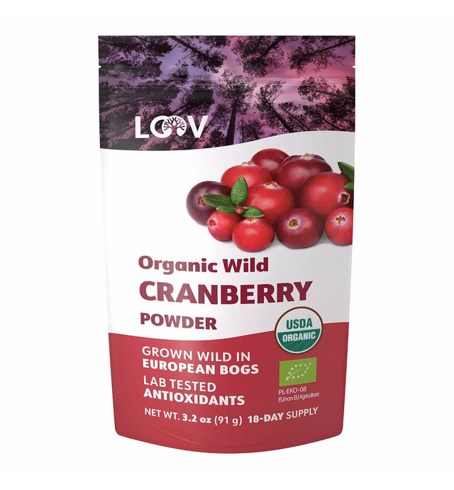 Wild Organic Freeze Dried Cranberry Powder, 3.2 Oz, 18-Day Supply, from Nordic Forests, No Added Sugar