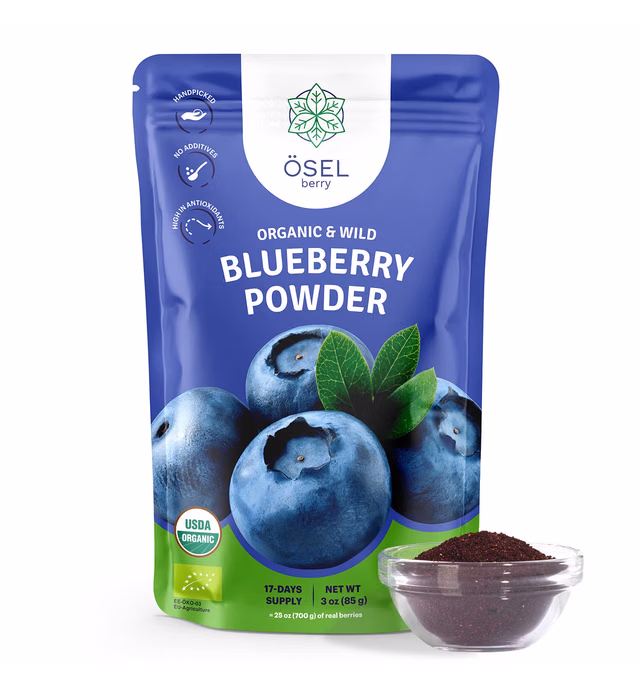 ÖSEL BERRY Wild Blueberry Powder - 3oz | USDA Certified | Freeze-Dried Organic Blueberries | No Sugar Added | Antioxidant-Rich | Ideal for Smoothies, Breakfast & Baking | Unmatched Flavor and Quality