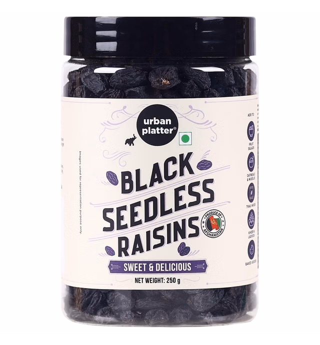 Seedless Black Afghan Raisins dryfruit , 300 Gm (10.58 OZ) [All Natural Premium Quality Kishmish]