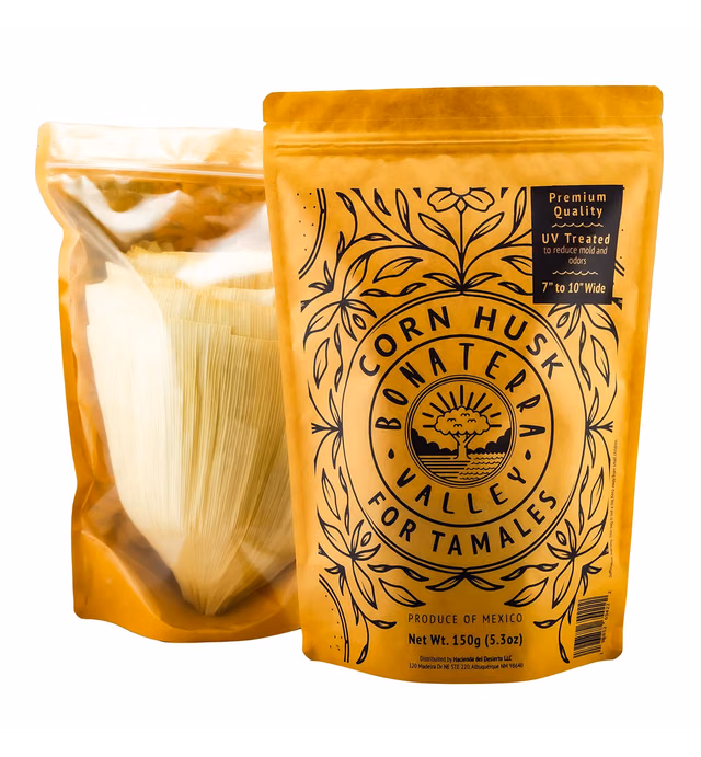 Bonaterra Valley Premium Large Corn Husk for Tamales 150g (5.3oz). Large Size (7" to 11" wide). Hojas Para Tamal Grande. UV Treated Natural Produce.