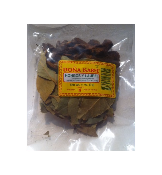 Doña Isabel Hongos Y Laurel - Baby Leaves and Dried Mushrooms (Single Bag 1/4oz) Product of Peru