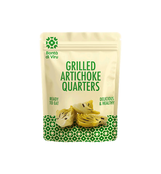 Grilled marinated artichoke quarters with spices