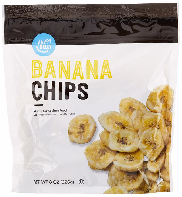 Amazon Brand - Happy Belly Banana Chips, 8 oz