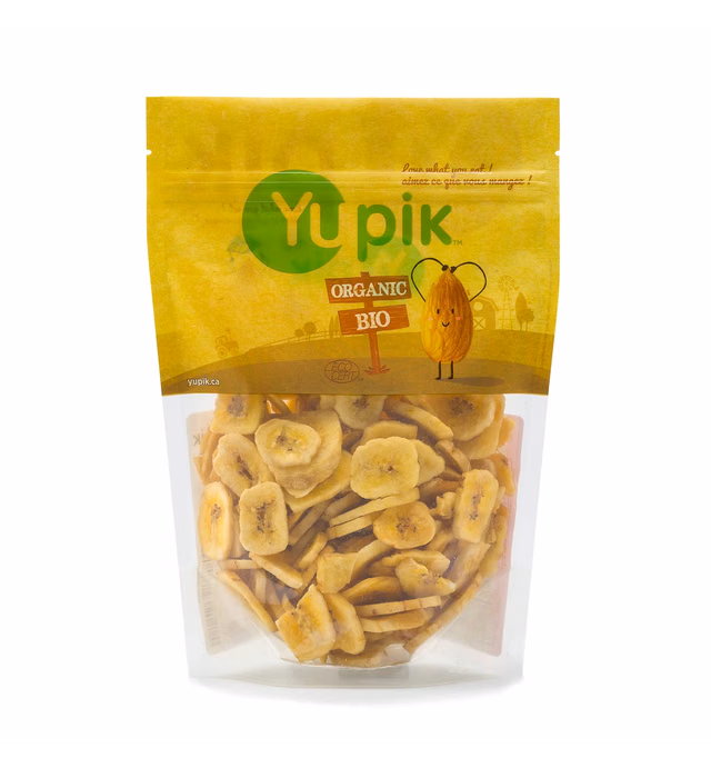 Yupik Organic Sweetened Dried Crunchy Banana Chips, 14.1 Oz, Non-GMO, Vegan, Gluten-Free