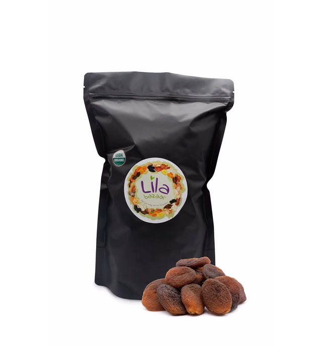 LILA BAZAAR - ORGANIC Sun-Dried Turkish Apricots 2LB, Natural Taste and Fresh, Nutritious and Healthy Snack, In Resealable Bag, No Sulfur Added, No Sugar Added and No Artificial Flavors!!!