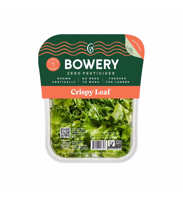 Bowery Farming Crispy Leaf Pesticide-Free Lettuce, Locally Grown Salad Greens, Non-GMO, 4oz