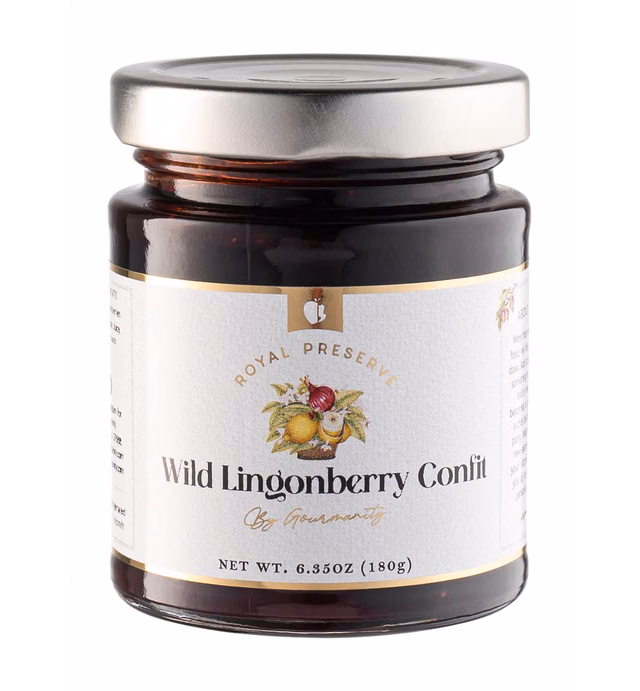 Gourmanity Royal Preserve Lingonberry Jam, Non-GMO, Delicious Scandinavian Jam made from Wild Lingonberries [Gourmanity Royal Preserve Spiced Mango Chutney, Spicy Mango Jelly, Mango Jam with a Kick [6.35oz /180gr]]