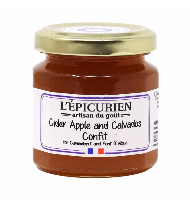 L'Epicurien, Apple Cider Confit French Jam with Calvados Brandy | Non-GMO | Gluten-Free | All-Natural, 4.4 Ounce Jar